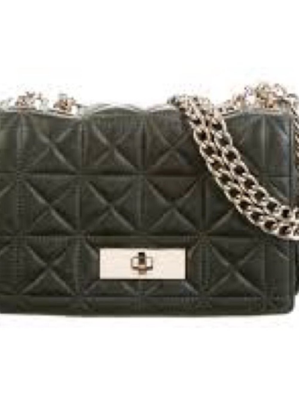 Kate Spade Chic Black Quilted Crossbody Bag with Gold Chain